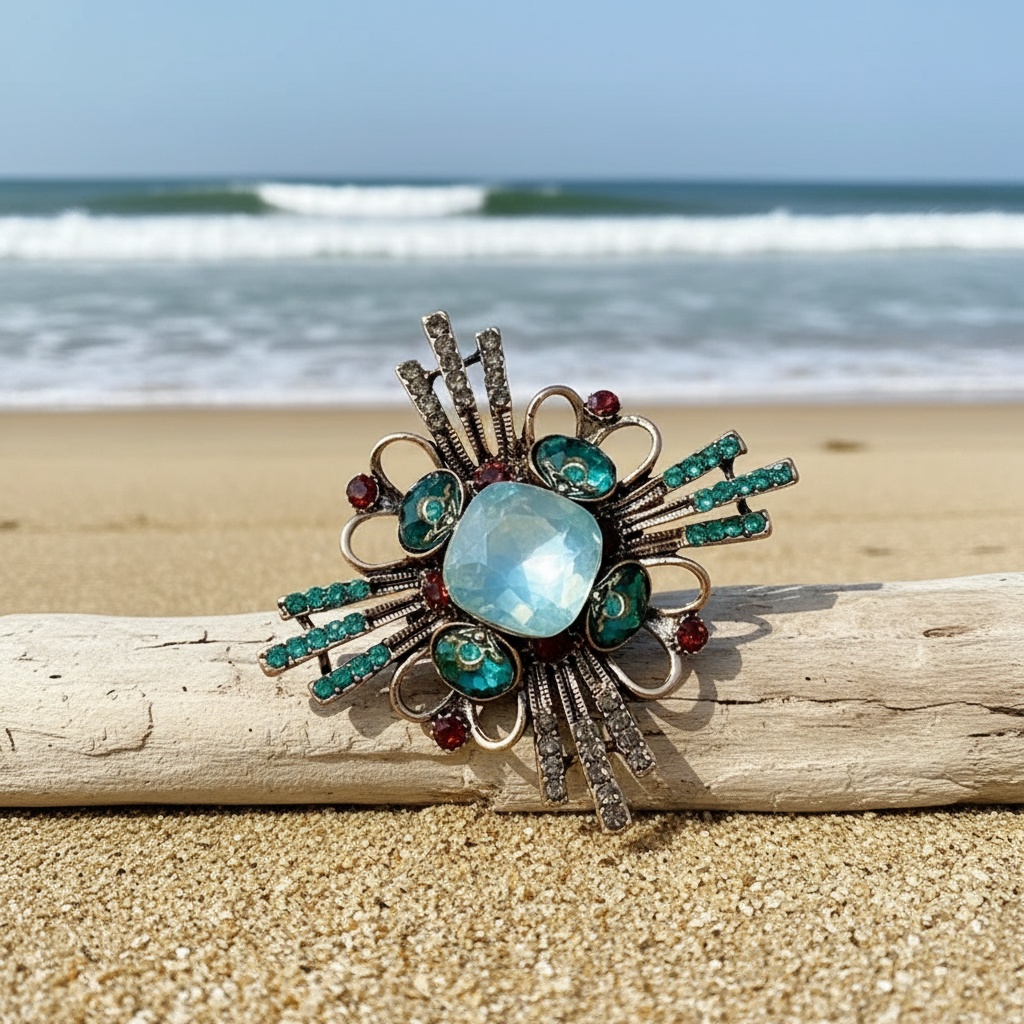 Retro Luxury Rhinestone Brooch with Tassel Corsage Pin