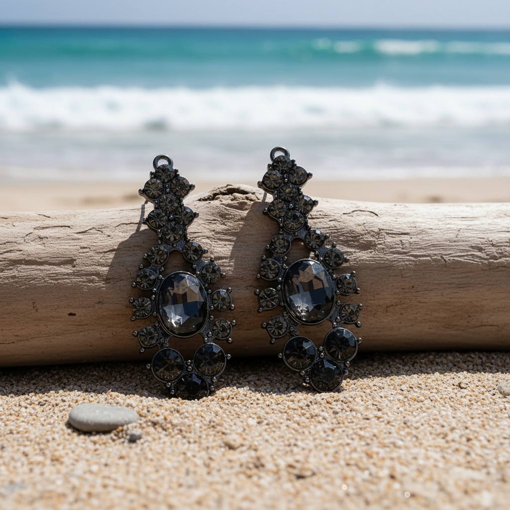 Dramatic Long Drop Earrings with Synthetic Zirconia, Elegant Gift