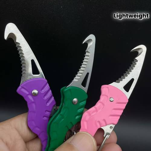 lightweight multi purpose serrated hook tool for box opening factory production packaging cutting bandage tool vehicle emergency rescue seatbelt cutter outdoor sports edc rope cutting folding tool blade not included