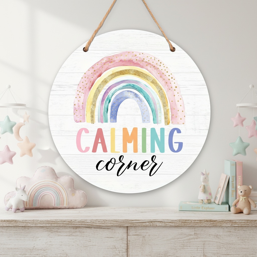 Patchwork Calming Corner Classroom Sign