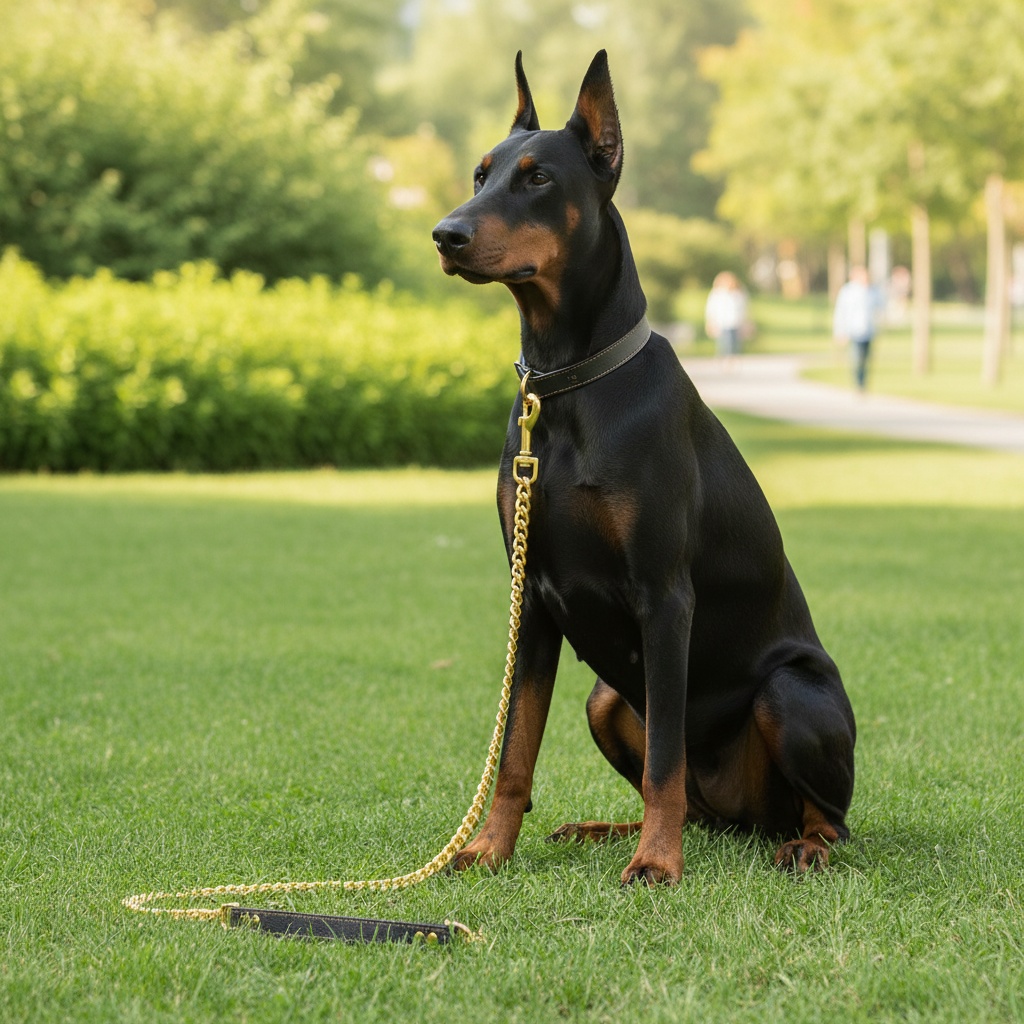 Golden 12mm Dog Chain Leash with Handle