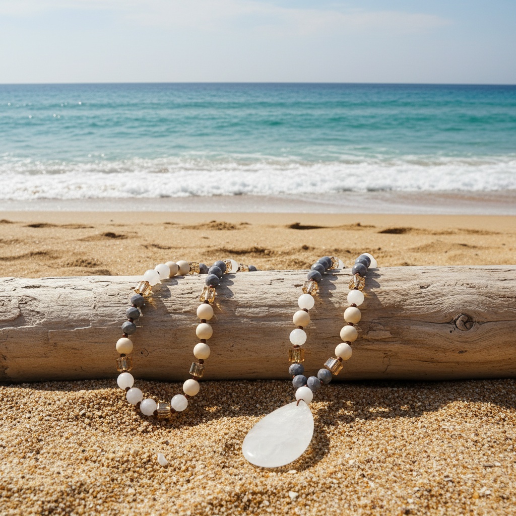 Natural Stone Beads Necklace with Hand-Rolled Beads for Women