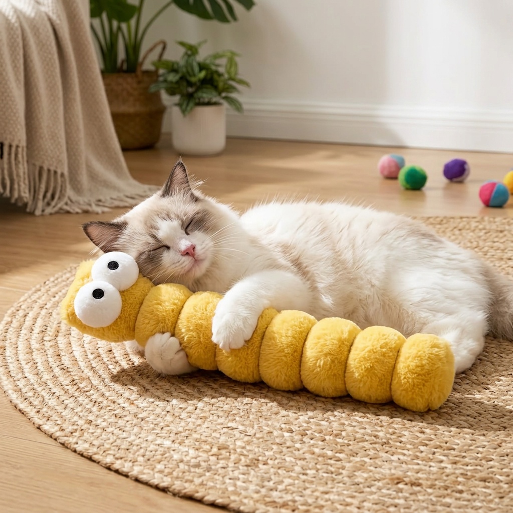 1pc   pink   caterpillar cat toy teasing molar bite soothing sleeping   supplies without battery Product details 7