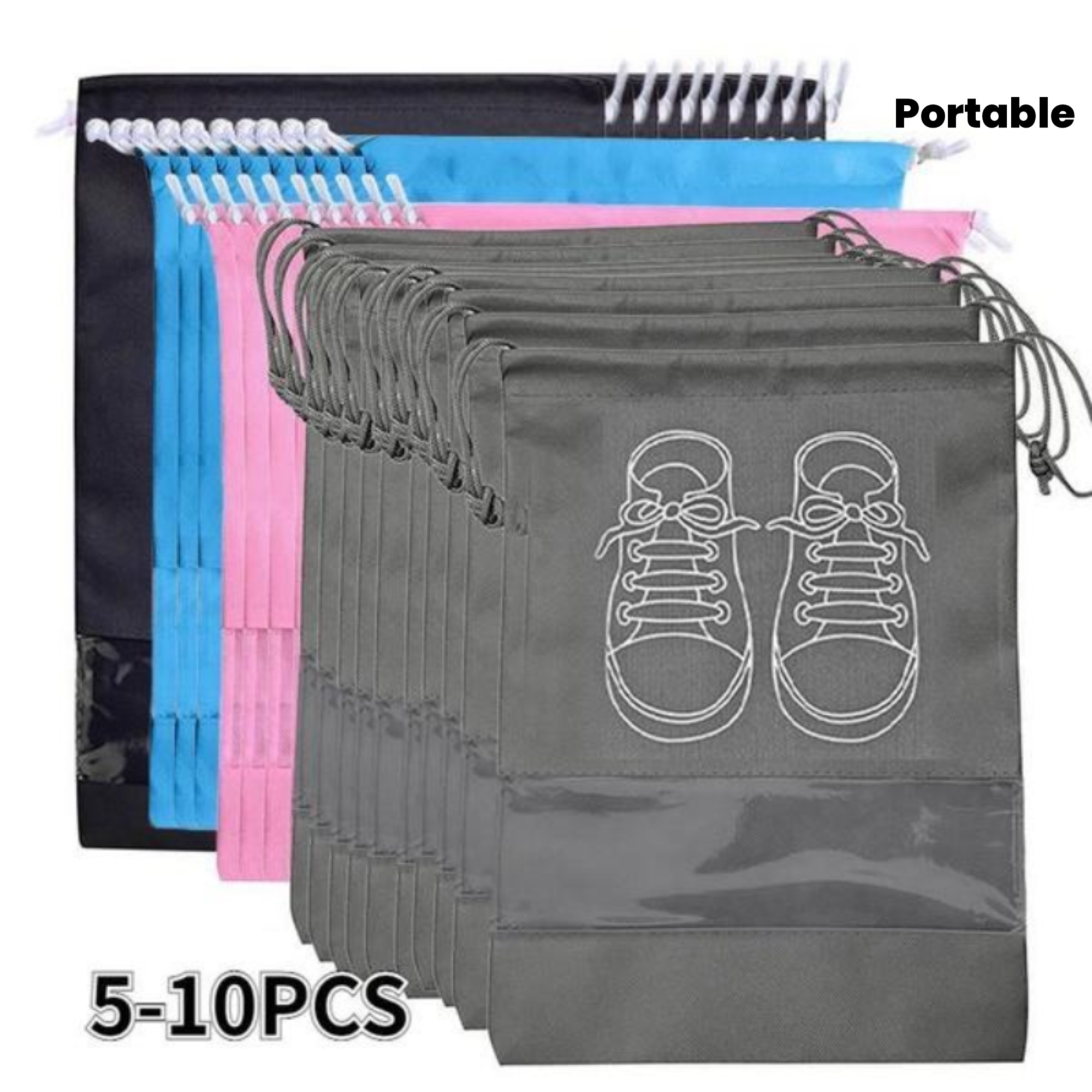 10 5pcs compatible with   5 shoe   non woven hanging shoe clothing storage bags lightweight portable hanging organizers with multi color options compatible for closet wardrobe   saving shoe categorization hanging shoe Product details 1