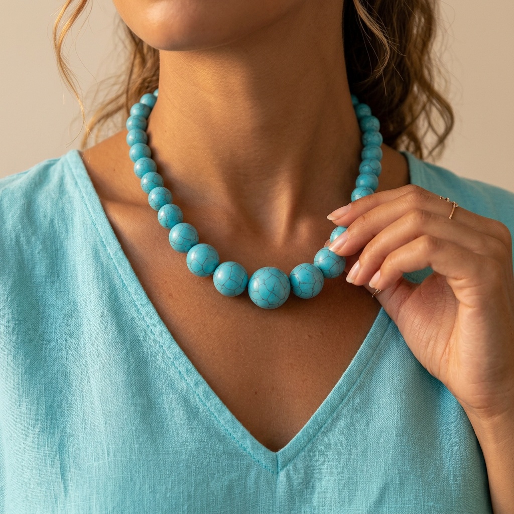 Bohemian Style Turquoise Round Bead Women's Necklace
