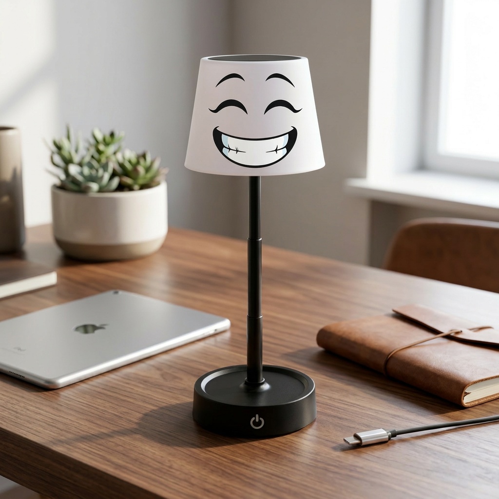 Rechargeable Meme-Themed Table Lamp, Height-Adjustable Mood Lighting