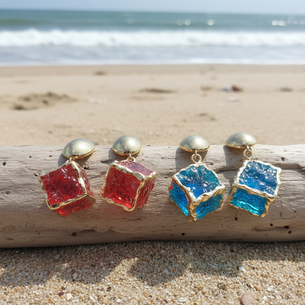 Ice Crack Cube Ear Clip, Niche Design for Everyday
