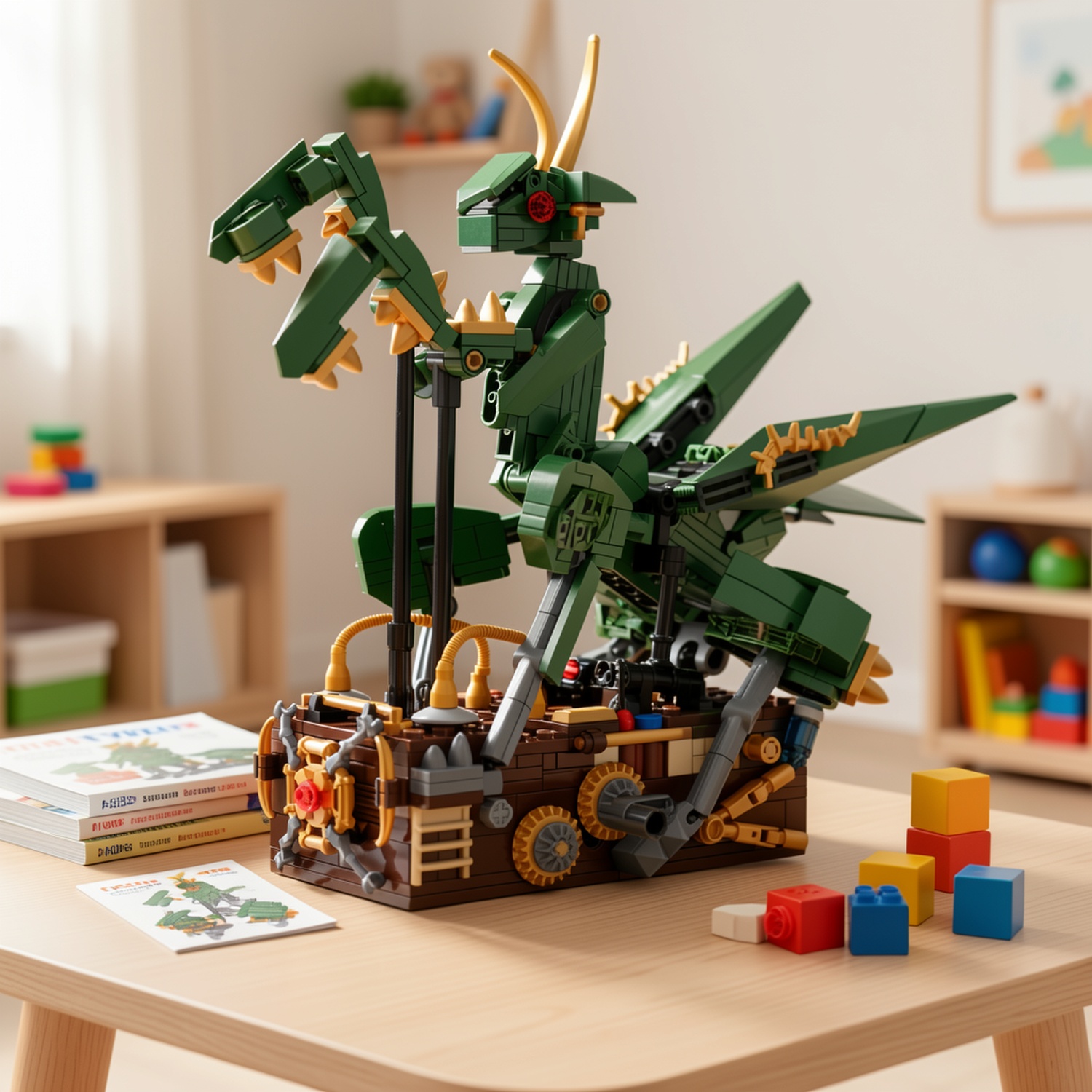 613pcs Green Mantis Building Block Toy Assembly Model Set