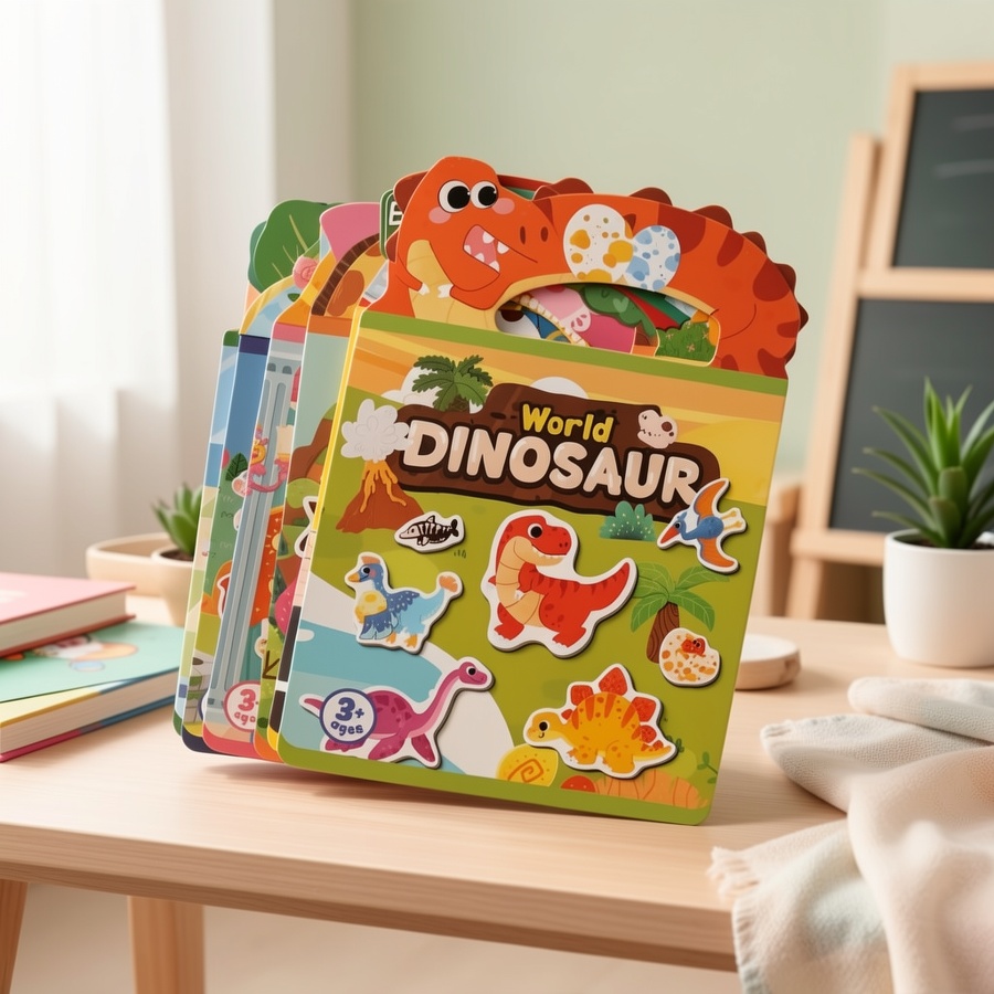 DIY Pasteable Dinosaur Sticker Book, Portable Activity Toy