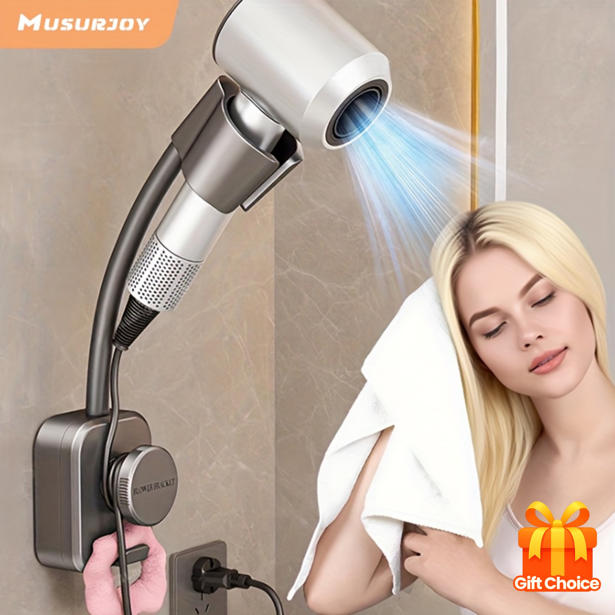 1 2pcs suction cup hair dryer holder metal swivel wall mount no drilling required   installation for bathroom bedroom living room perfect gift for halloween christmas bathroom accessories beauty tool organizer spacesaving design sturdy construction home organizers Product details 1