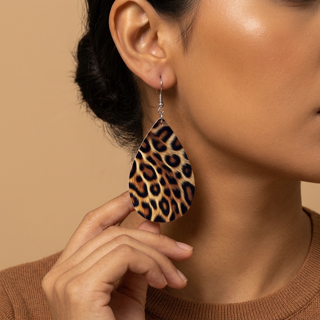Women's Fall Gift Leopard Print PU Drop Earrings, Fashionable