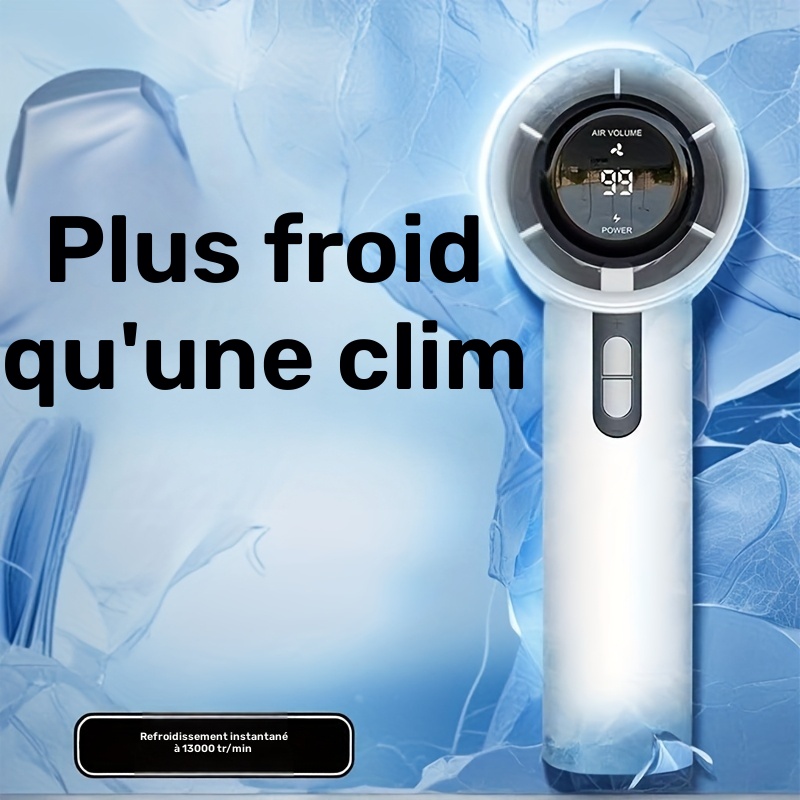 1 Ventilateur portable rechargeable - Ventilateur portable - Ventilateur de charge USB réglable à haute vitesse, 100 degrés de régulation de la vitesse, Ventilateur de refroidissement de visage compac