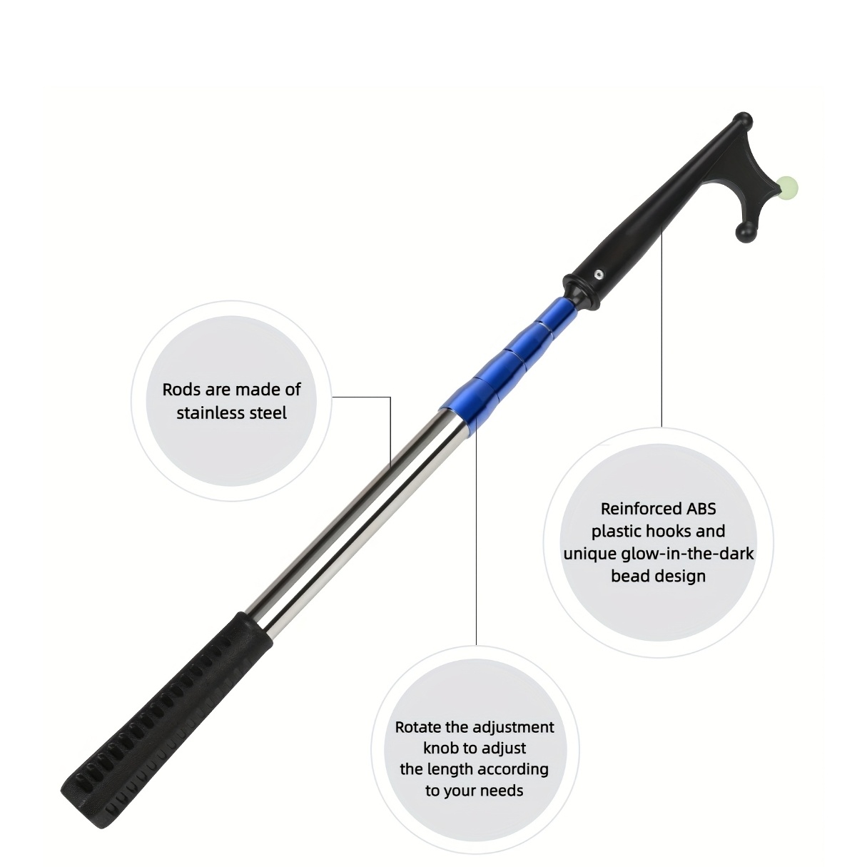 Adjustable Telescoping Boat Hook with Luminous Beads