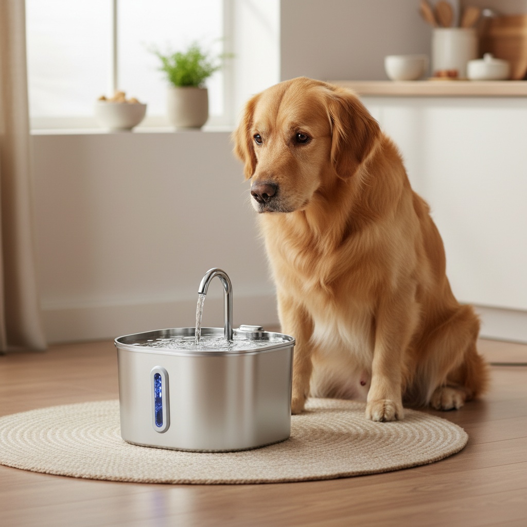cat   water fountain stainless steel pet water fountain indoor metal     drinking bowl faucet bottle water feeder 2 2l 74oz operation water dispenser   pump with filter Product details 5