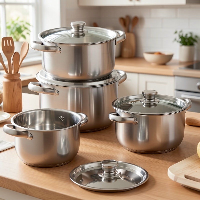 4pcs Stainless Steel Cookware Set, 4 Pots + 4 Lids, Compatible... product image 6