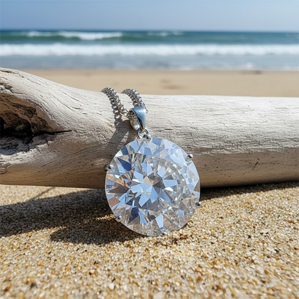 Women's Elegant 20CT Pendant Necklace in 925 Sterling Silver, Everyday Wear