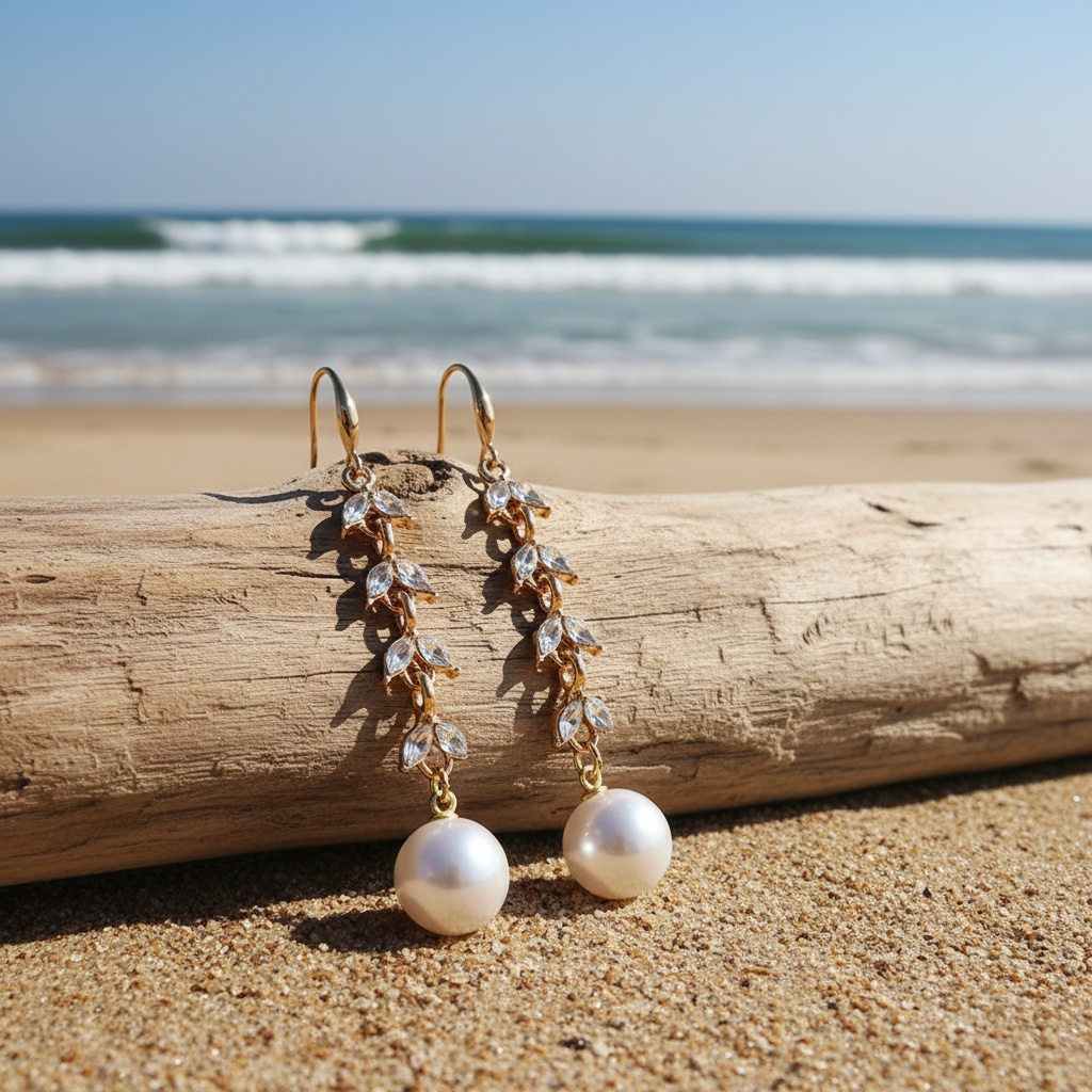Women's Elegant Leaf & Faux Pearl Dangle Earrings
