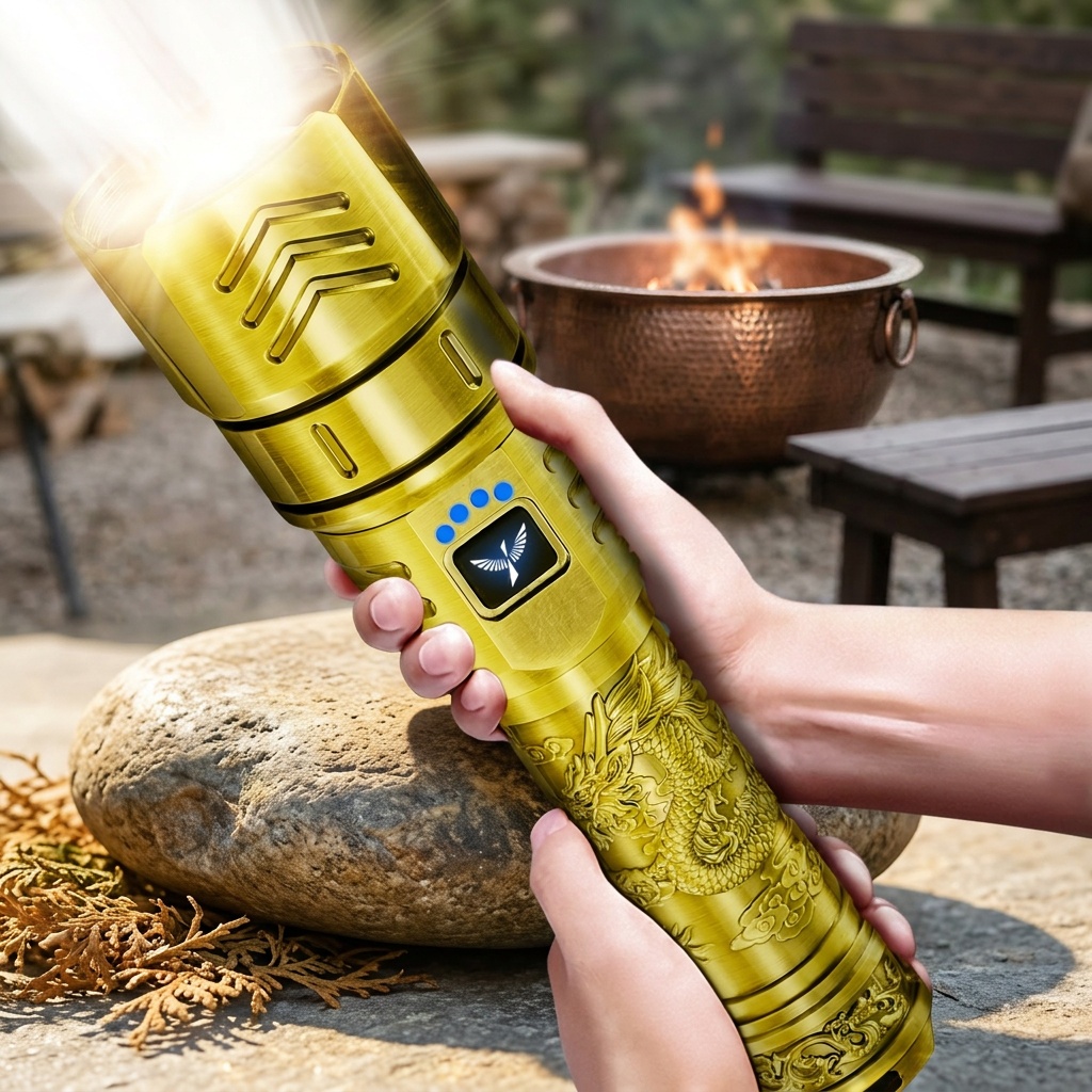 SKYFIRE LED High-brightness Golden Dragon Pattern Flashlight,... product image 8