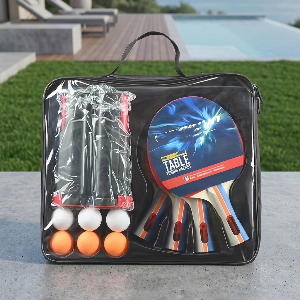 Portable Table Tennis Racket Set with 4 Paddles