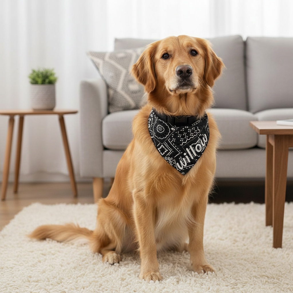 Customizable Adjustable Dog Bandana, Personalized Pet Saliva Towel & Collar