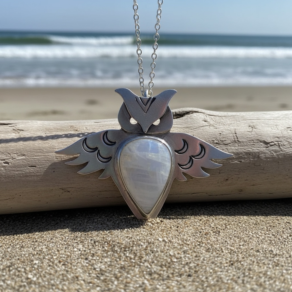 Vintage Minimalist Owl Design Pendant Necklace