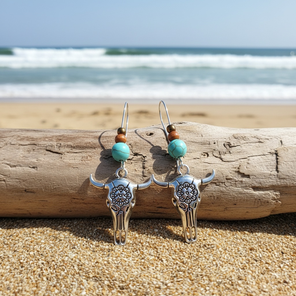 Women's Vintage Bohemian Bull Head Design Earrings