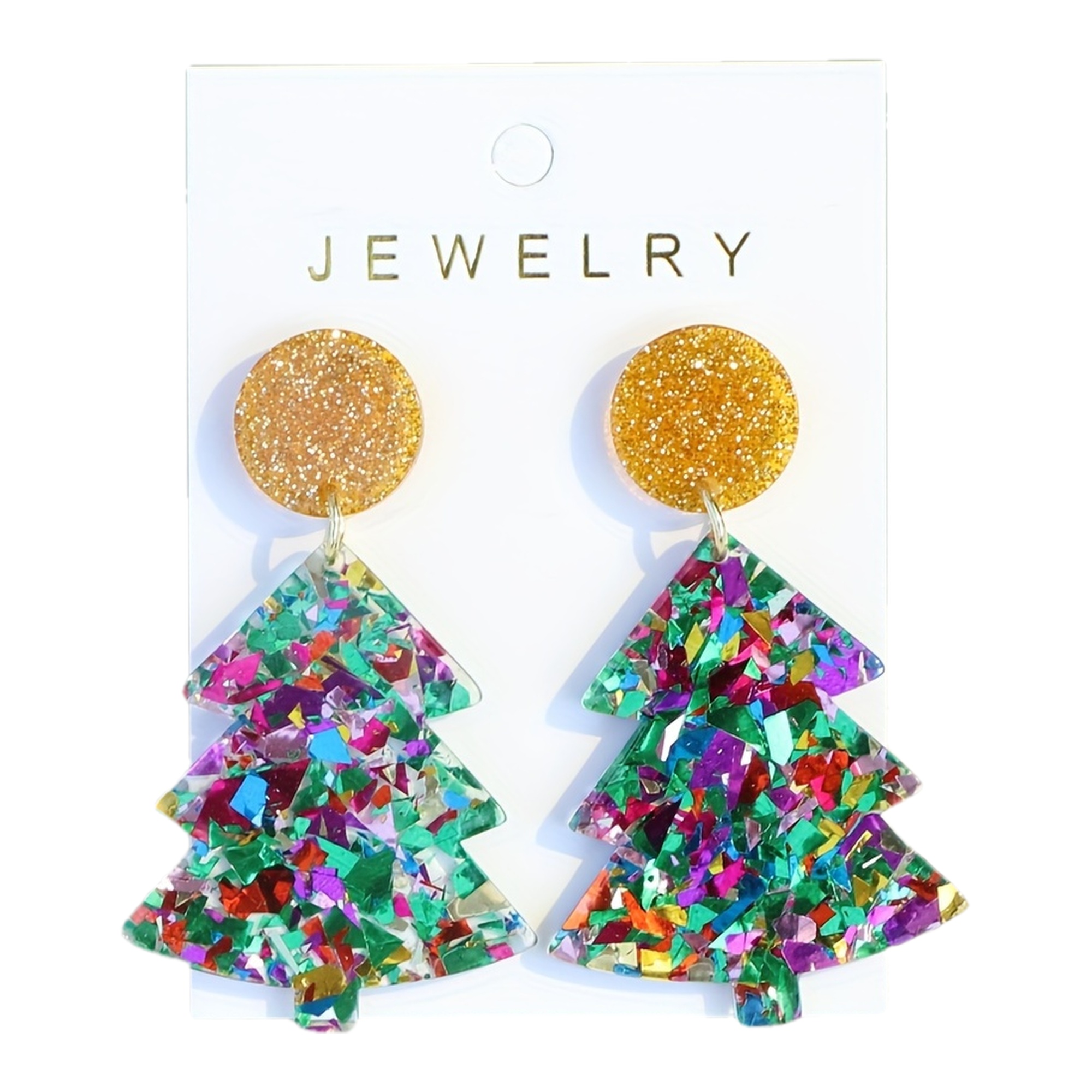 christmas tree colorful sequins decor dangle earrings cute cartoon style acrylic   christmas eve gift Product details 1