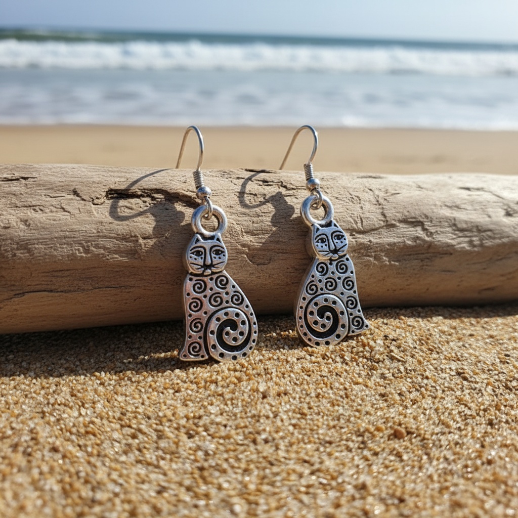 Vintage Dangling Cat Ear Earrings for Women