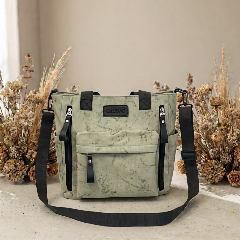 Fashionable Women's Marble-Pattern Tote Bag, Versatile Crossbody