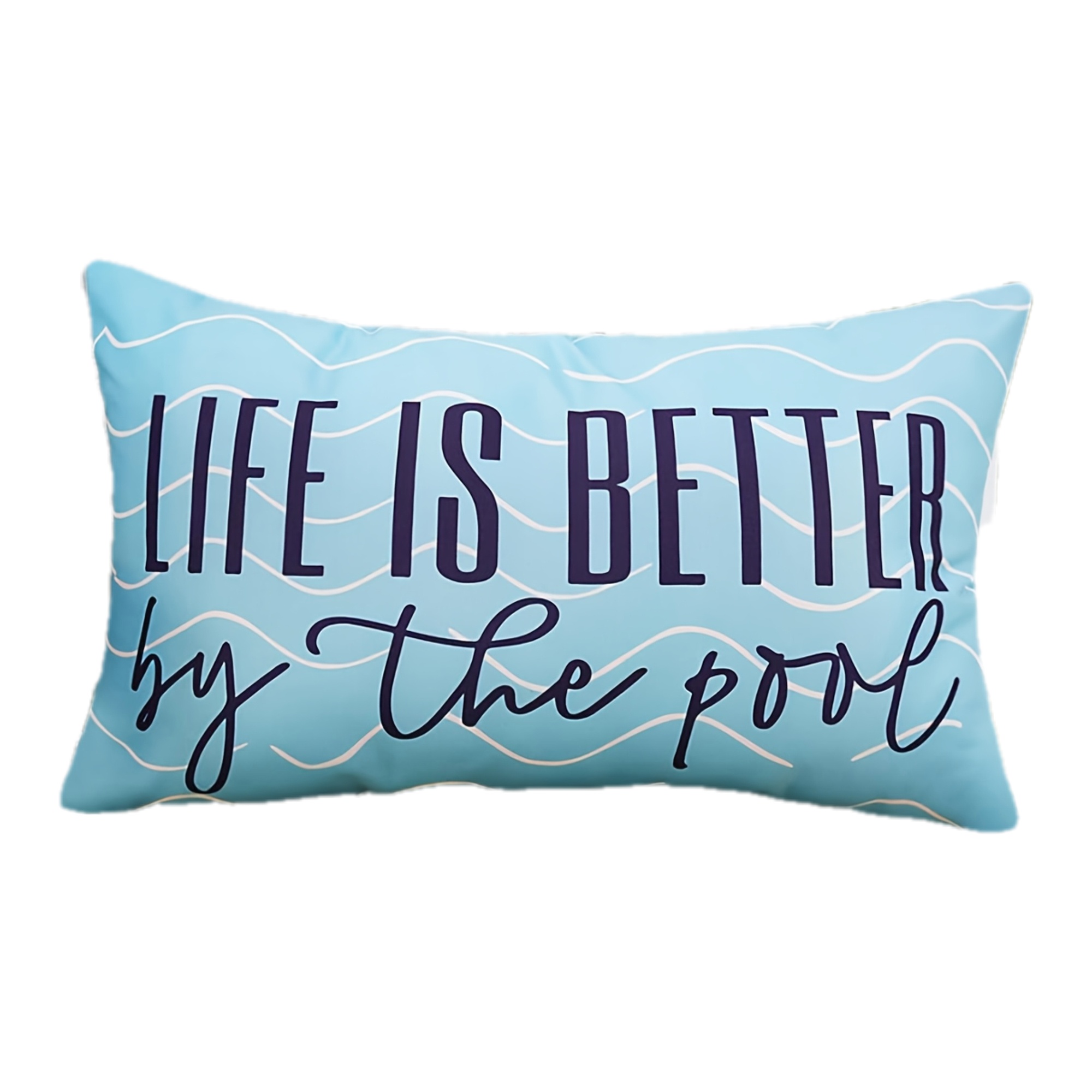 TEMU 2d Flat Printing, 1pc, Throw Pillow Cover, Blue Decorative, Better By The Pool Single-sided Printing, Without Embroidery, Pillow Inserts Not