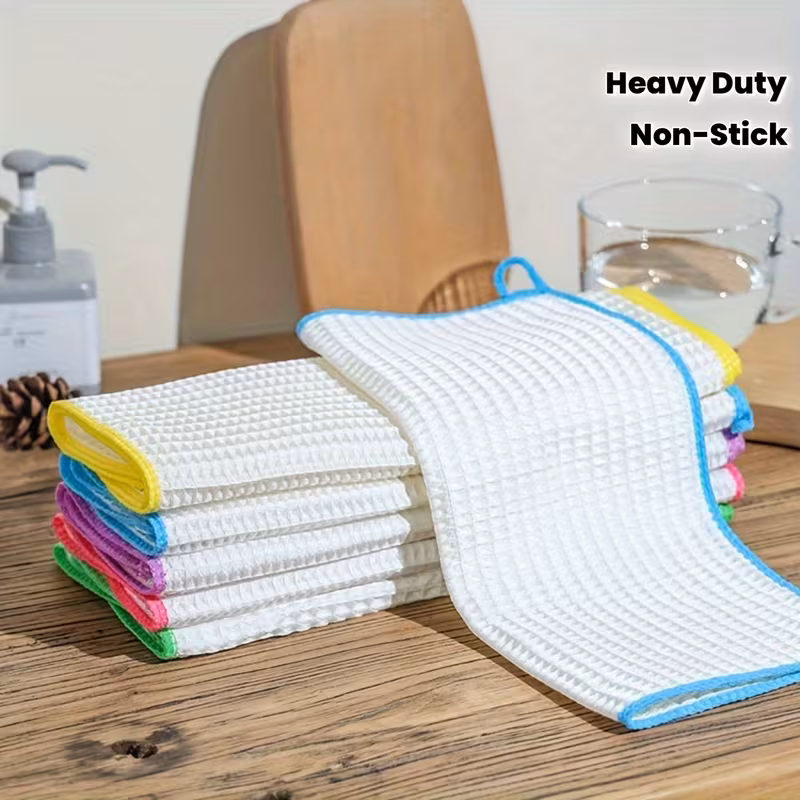 4pcs heavy duty bamboo fiber kitchen towels super absorbent non stick dish cloths with stripe borders hand wash only grease resistant modern dish towels for dishwashing wiping bulk wholesale Product details 1