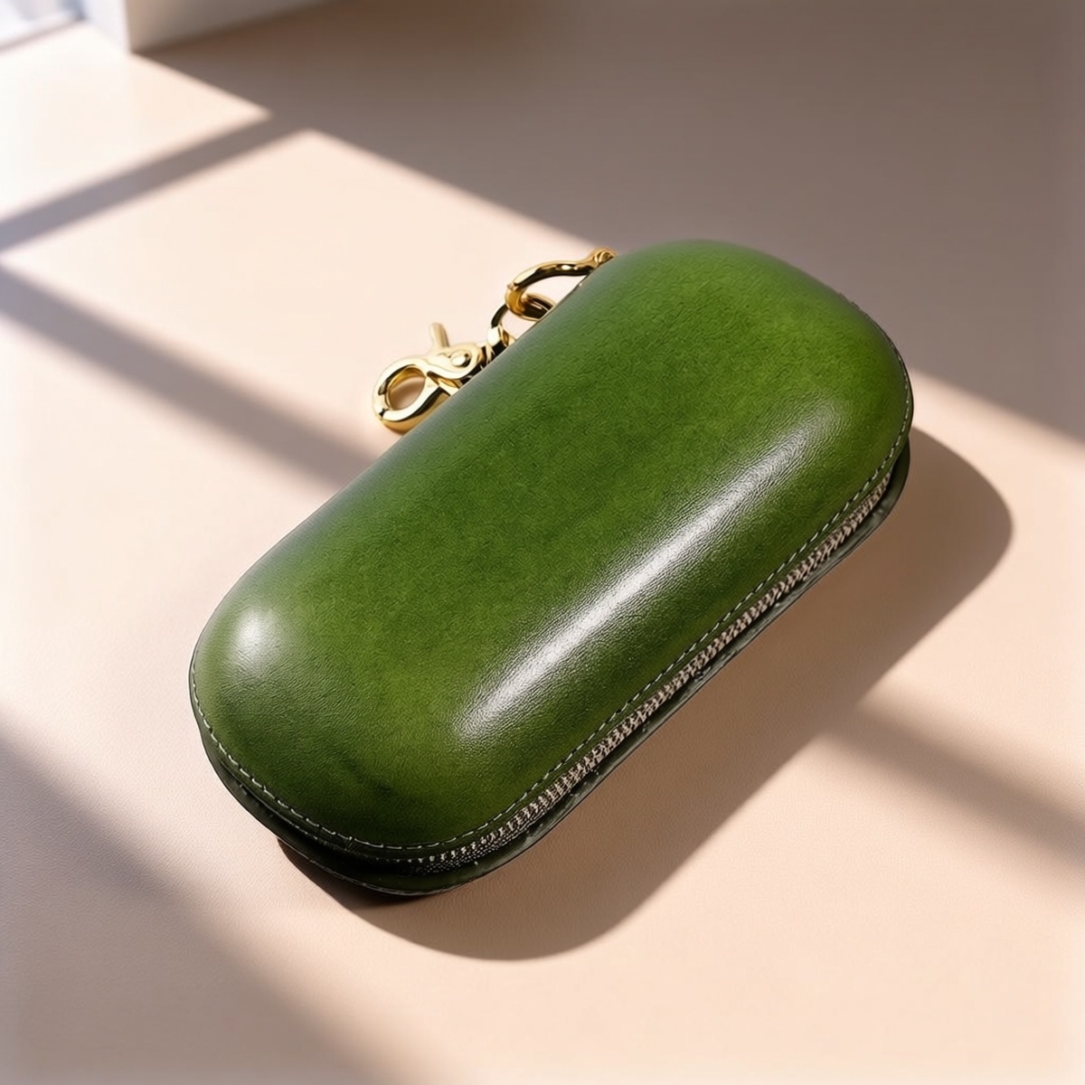 Handmade Vegetable-Tanned Leather Eyeglass Case, Retro Capsule Design