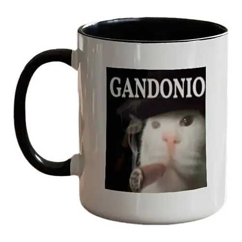 1pc gandonio cat mug 11oz coffee juice cup with humorous black handle hand wash gift for cat lovers reusable drinkware design stainresistant material quirky drinkware humor enthusiasts