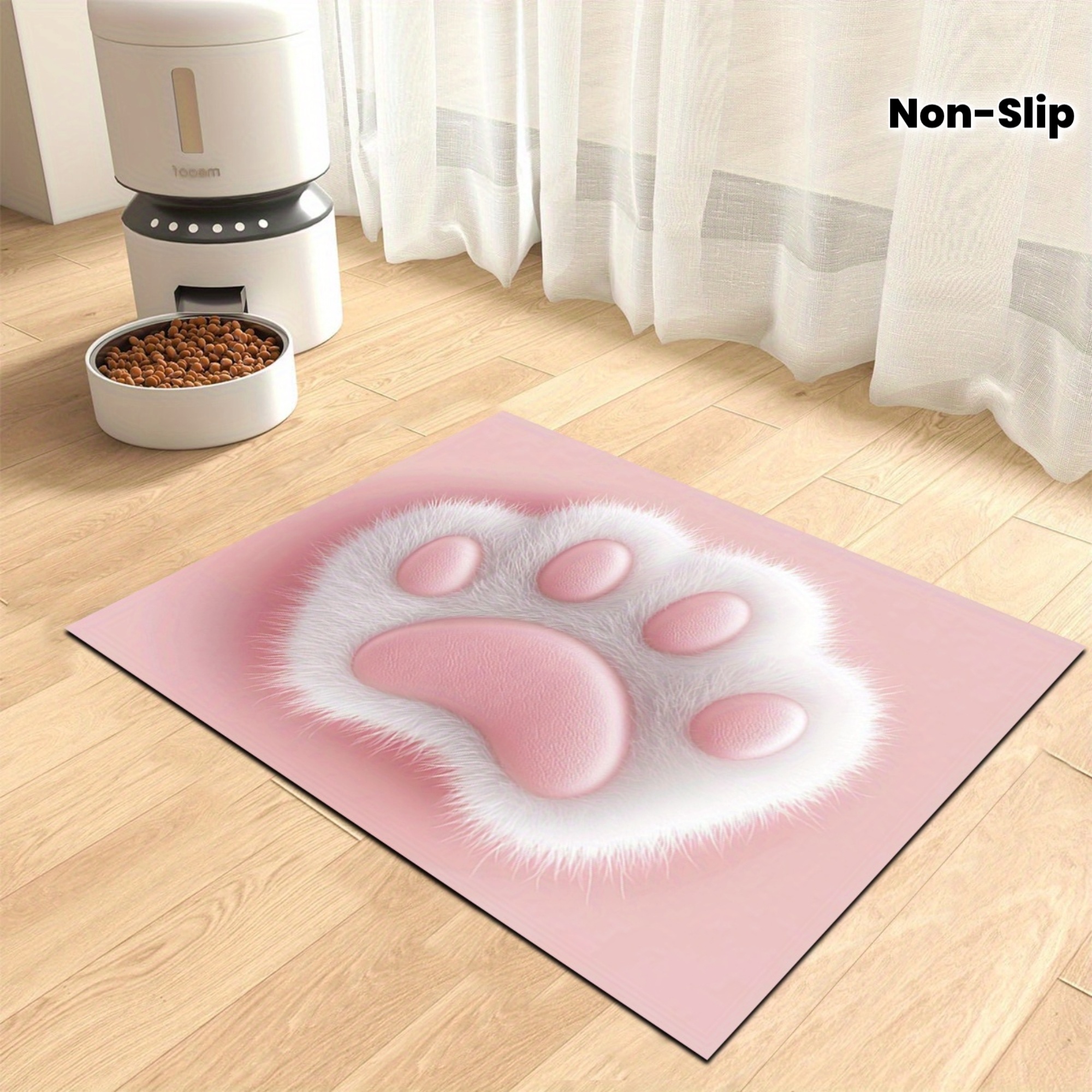 TEMU 1pc Pet Feeding Mat Featuring An Adorable Animal Paw Print Design, Suitable For Cats And Dogs. This Mat Serves As A Base For Food And Water