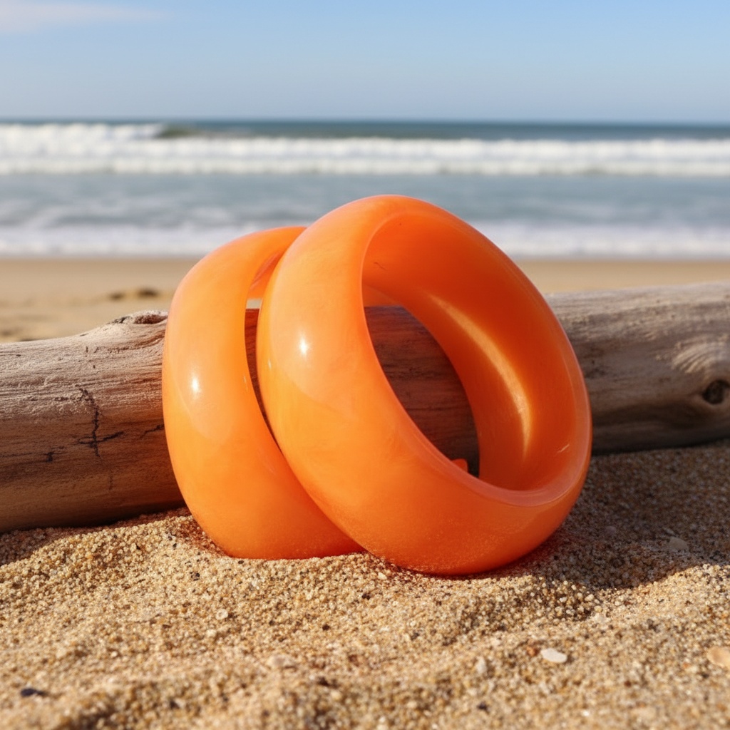 3pc Semi-Transparent Fruit Orange Irregular Bangle Set