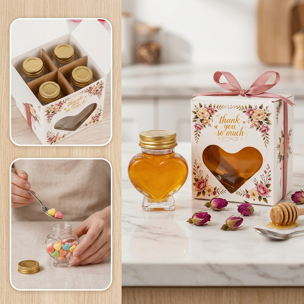 55ml Airtight Glass Jars with Elegant Color Gift Boxes