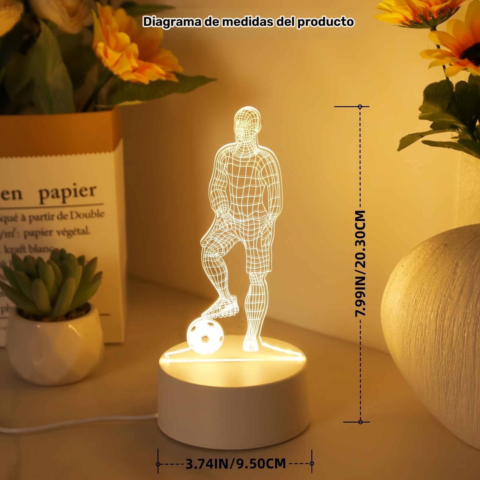 1 Lámpara de noche 3D de futbolista, lámpara de noche - Imagen 3