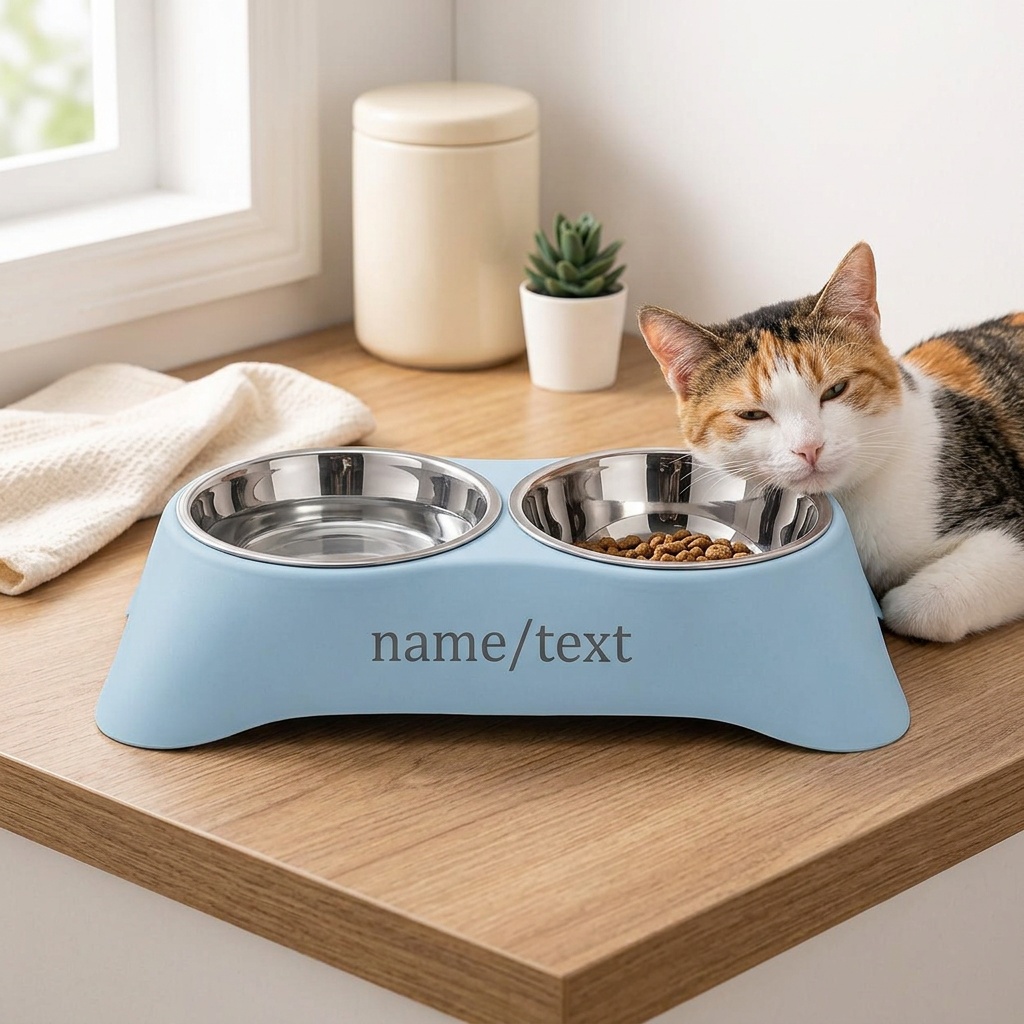 Customized Dual-Purpose Pet Bowl for Eating and Drinking, Protects Neck