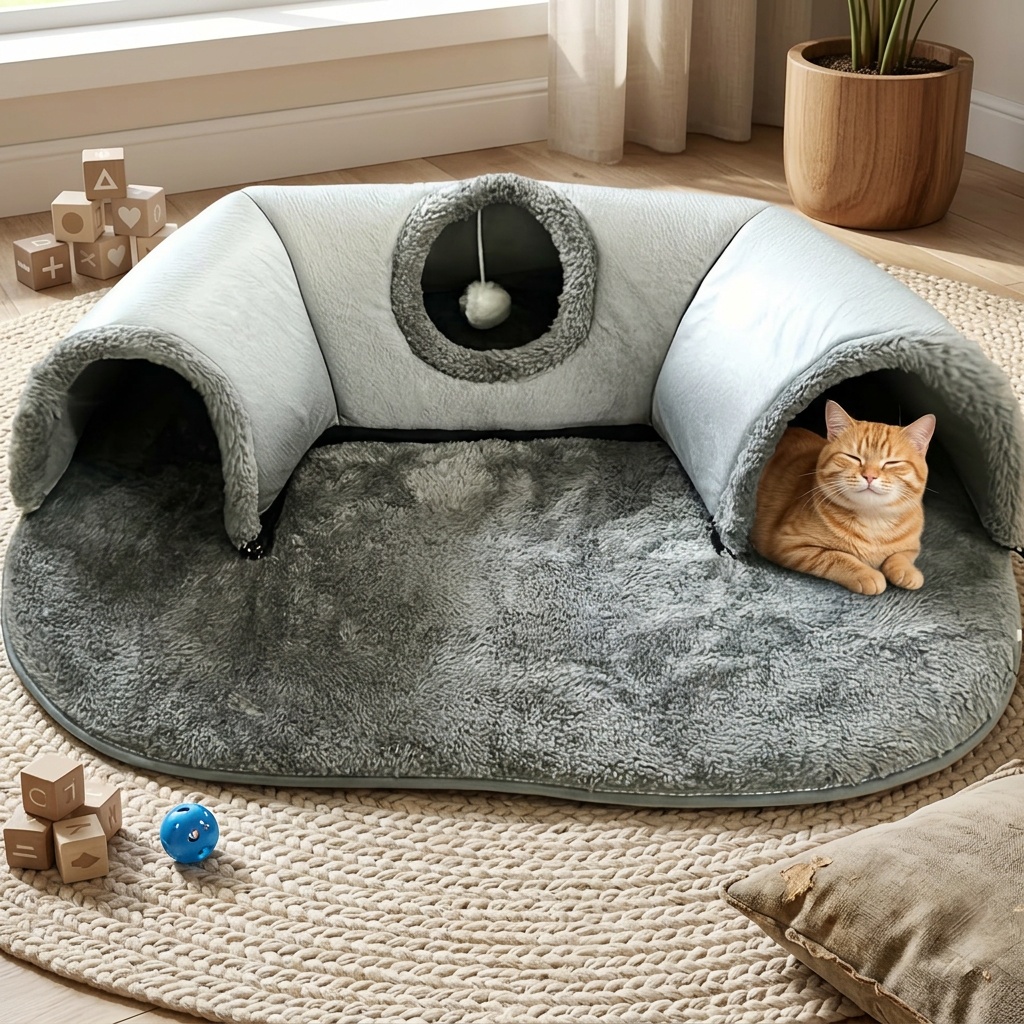 3 in 1 cozy cat   bed play mat   with non slip   for to medium cats rabbits hamsters Product details 7