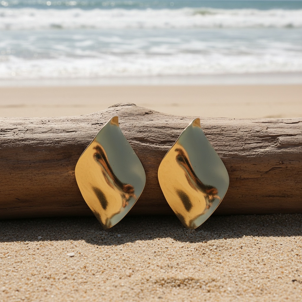 Irregular Large Stud Earrings, Exaggerated Golden Accessory