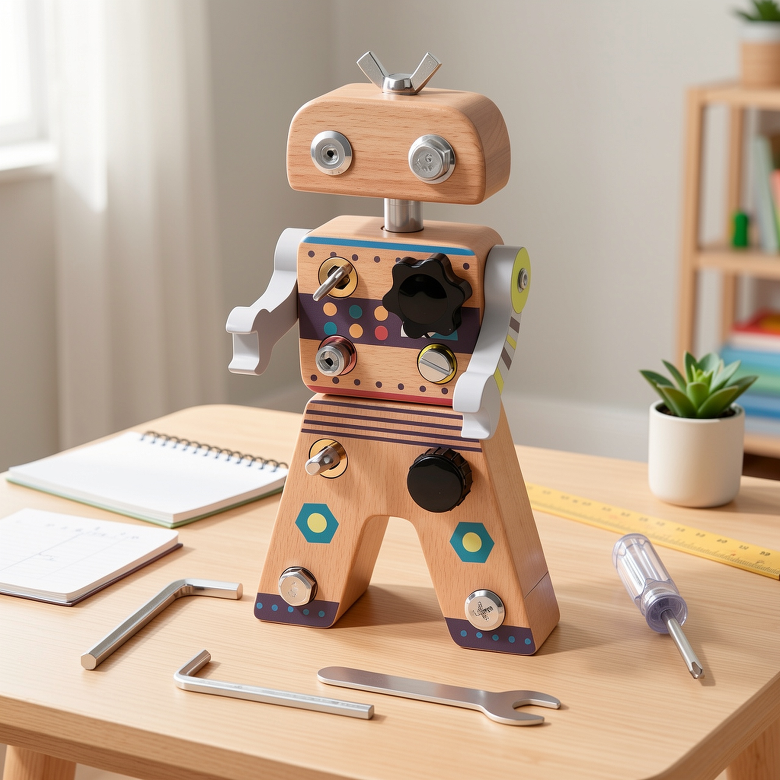 Wooden Screw Robot Assembly Toy for Kids