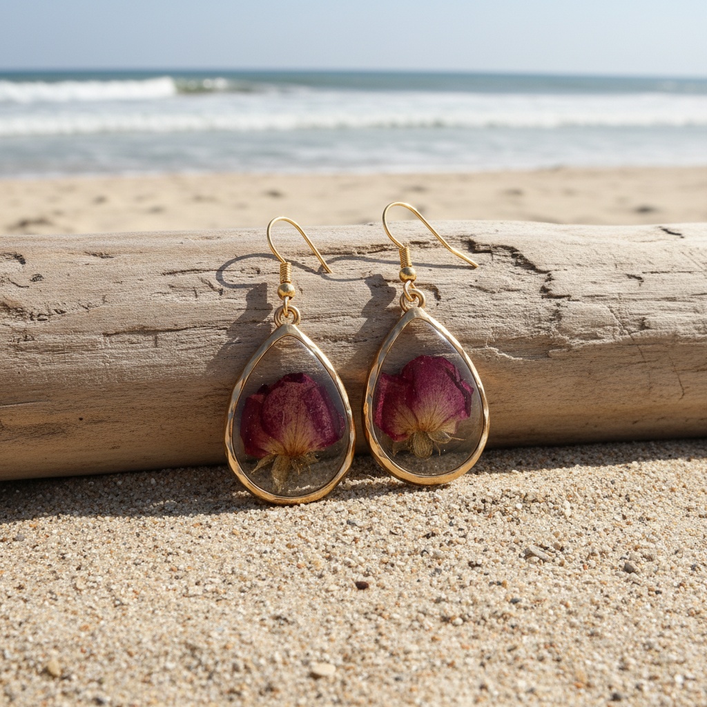Women's Minimalist Dried Flower Drop Earrings