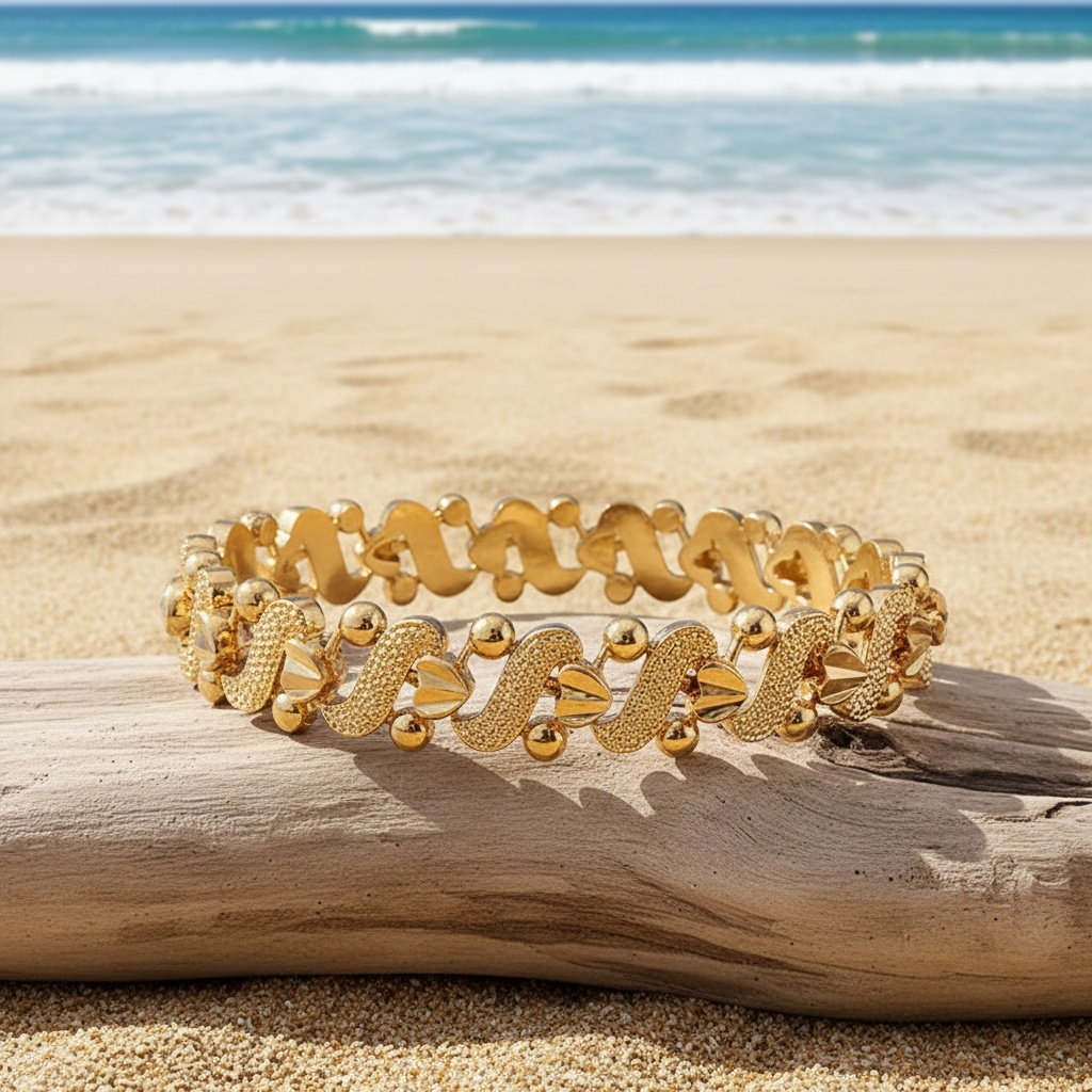 Gold-Plated Heart-Shaped Ballet-Style Bracelet, Wedding Engagement Jewelry