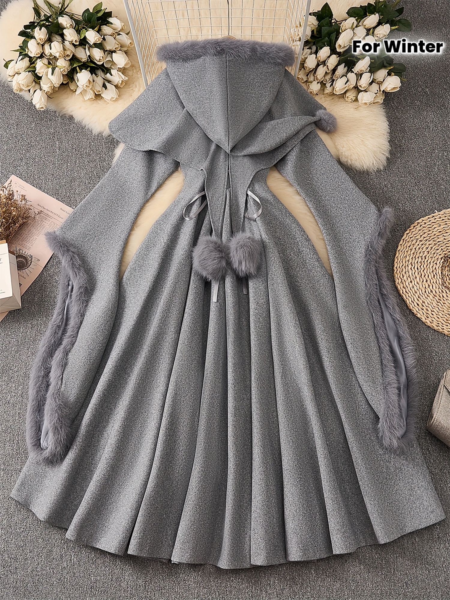 womens medieval renaissance faux fur collar waist cinching - Temu