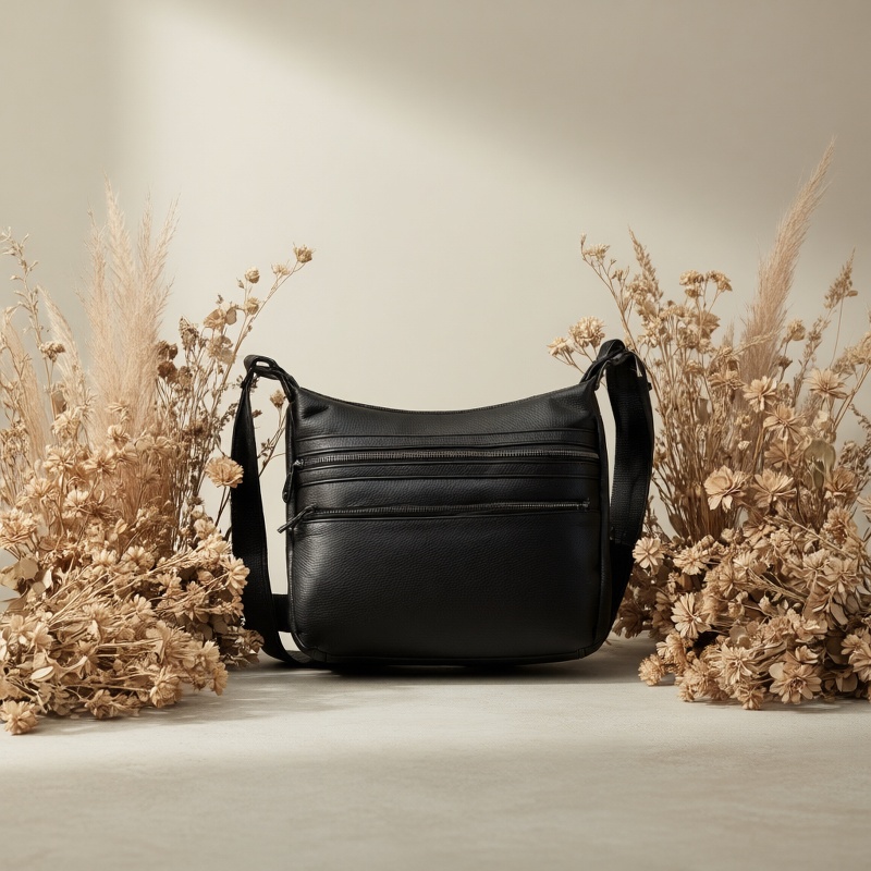 Top Layer Cowhide Light Luxury Briefcase Handbag, Casual Crossbody