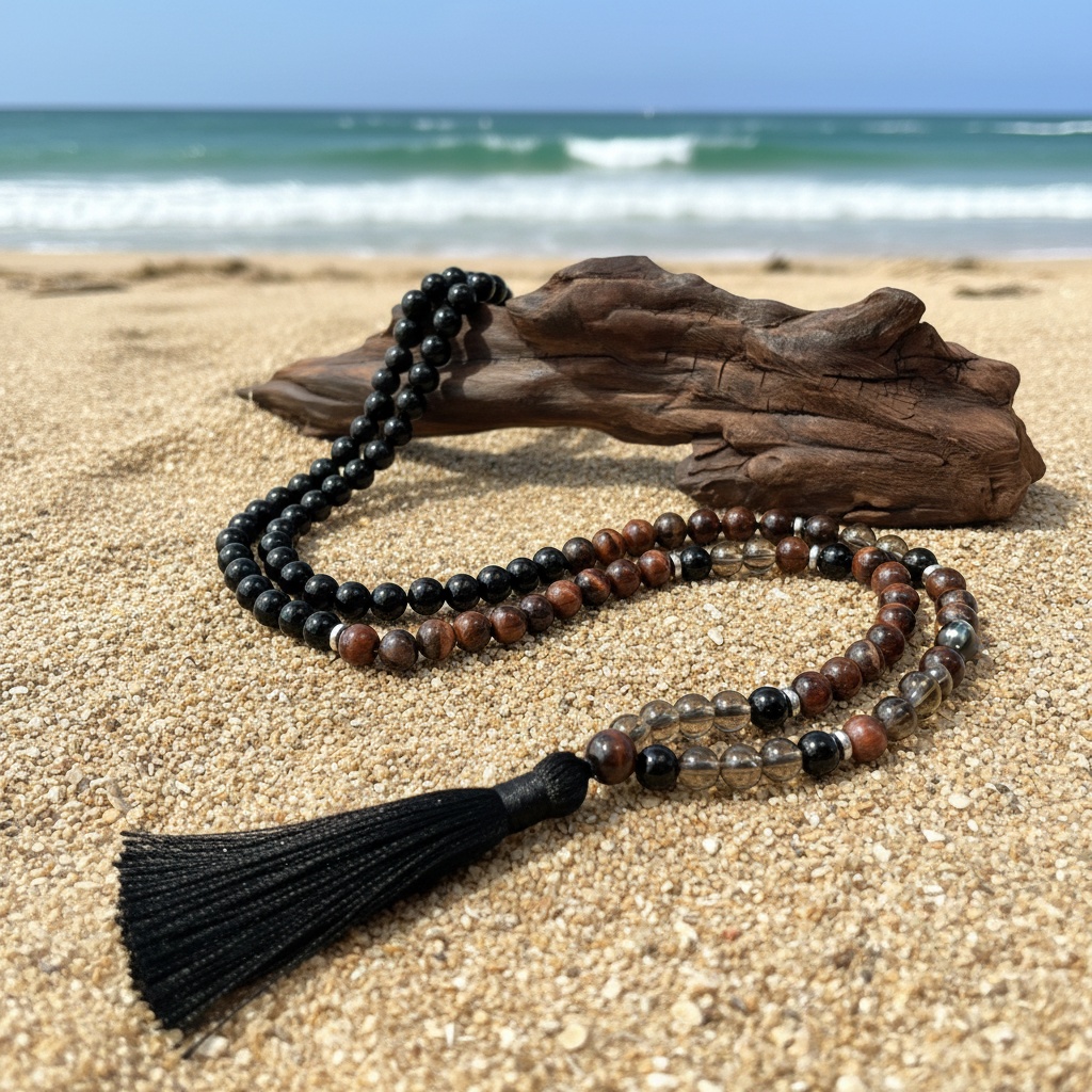Small Hand-Beaded Natural Stone Tassel Necklace, Retro Bohemian