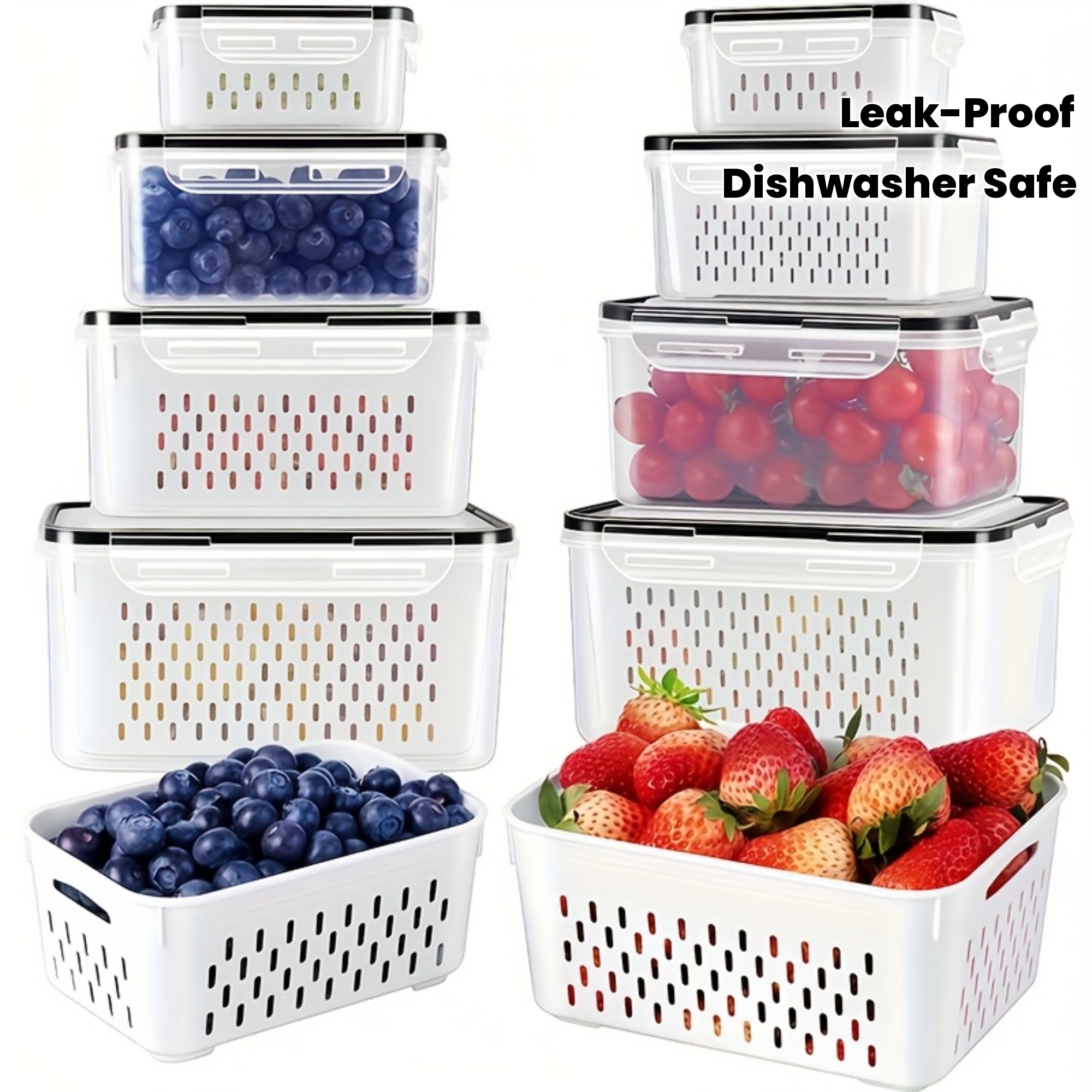 9pcs set refrigerator fruit storage containers detachable - Temu