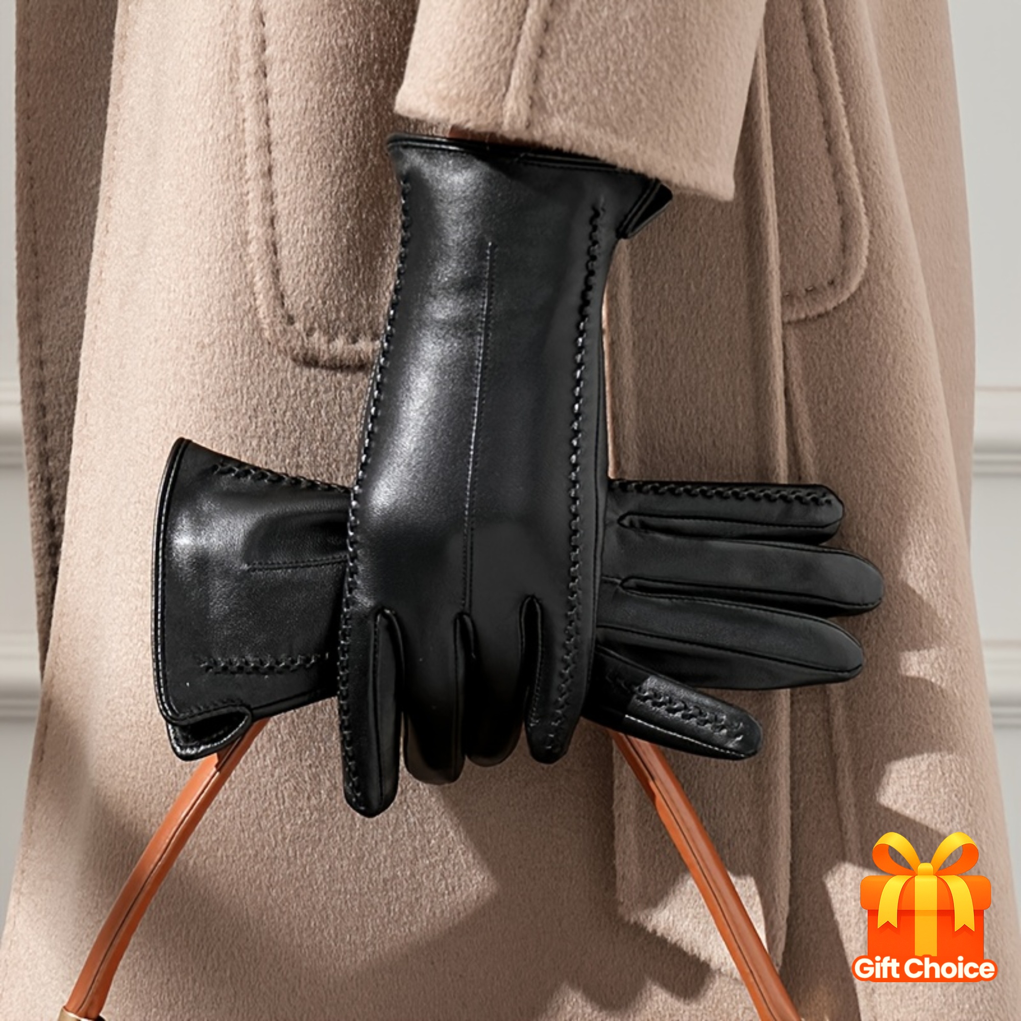 womens luxury sheepskin gloves thickened warm touchscreen design black with white stitching   fall winter outdoor casual wear ideal gift for   winter gloves gloves for women winter gloves for women 0