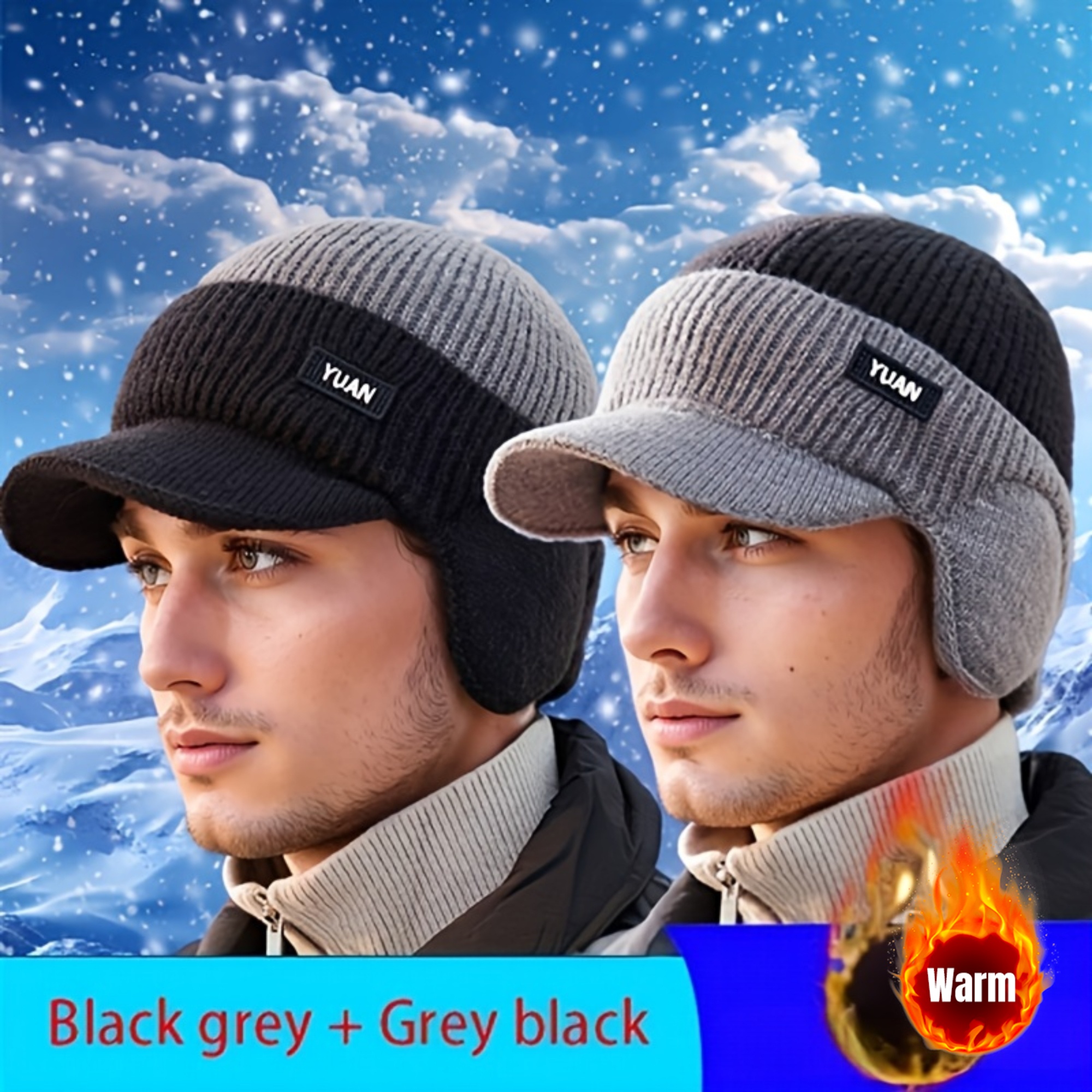 TEMU -one Unisex Winter Hat And Earmuff Set, Convertible Neck And Face Cover, No Mask Included, Ideal For Outdoor Skiing, Perfect As A Gift