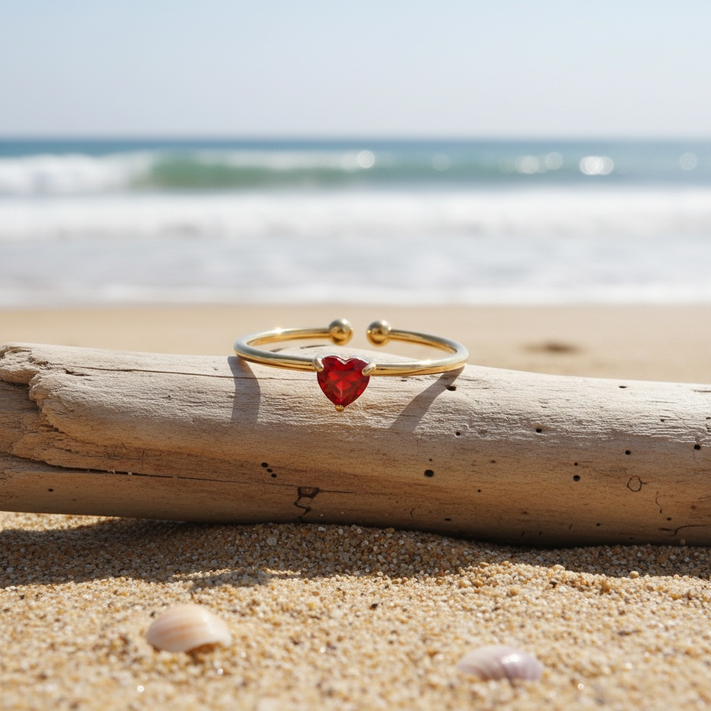 Stainless Steel Birthstone Open Ring, Elegant Fashion